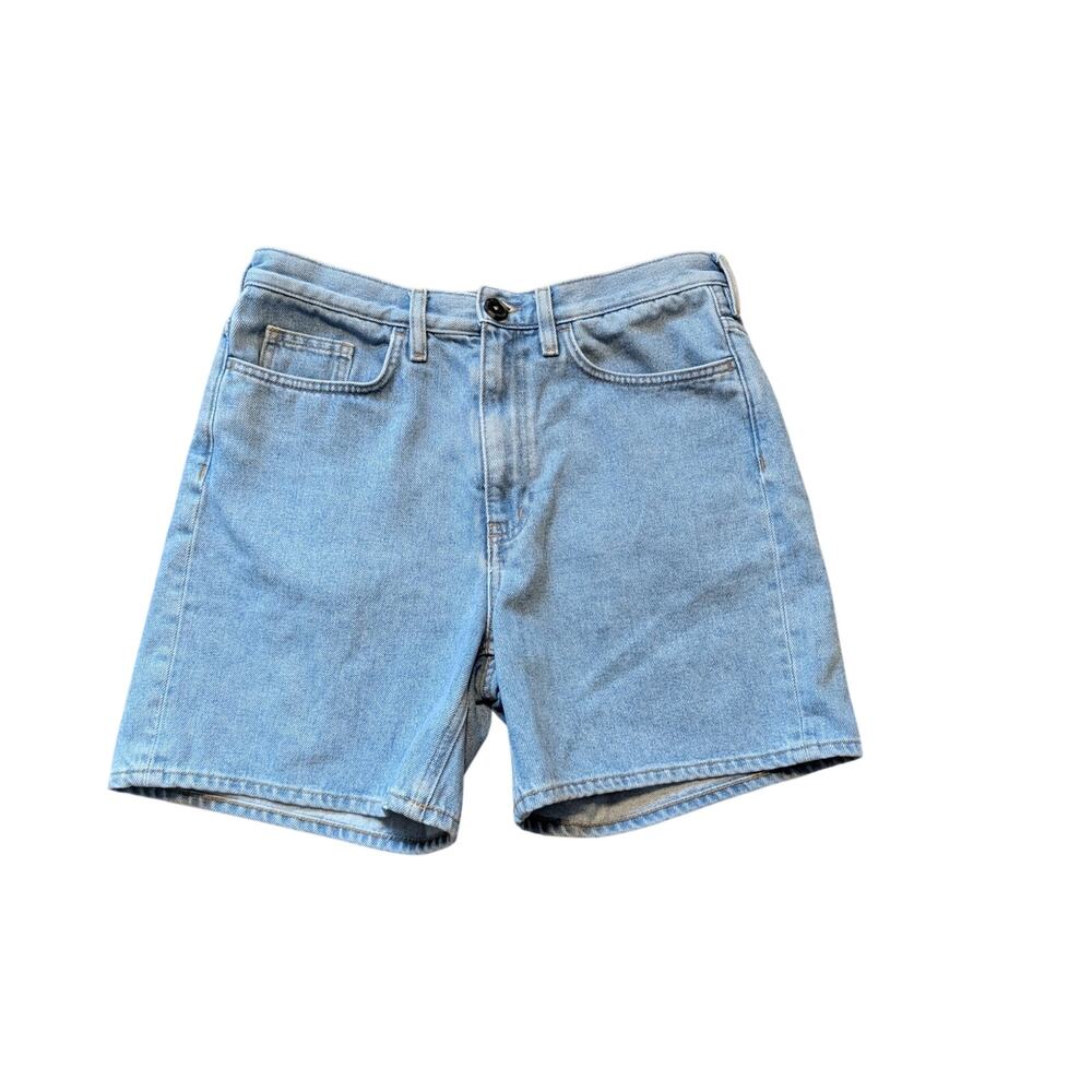 COS High Rise Blue Denim Jean shorts size women's 28, Relaxed fit;